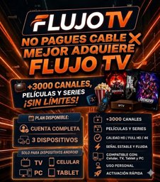 Imagen de FLUJO TV CUENTA COMPLETA 3 DISPOSITIVOS X 30 DIAS