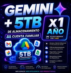 Imagen de GEMINI PRO + 5TB DE ALM. X 1 AÑO (CUENTA FAMILIAR)