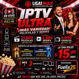 Imagen de IPTV ULTRA 1 MES x 3 DISPOS